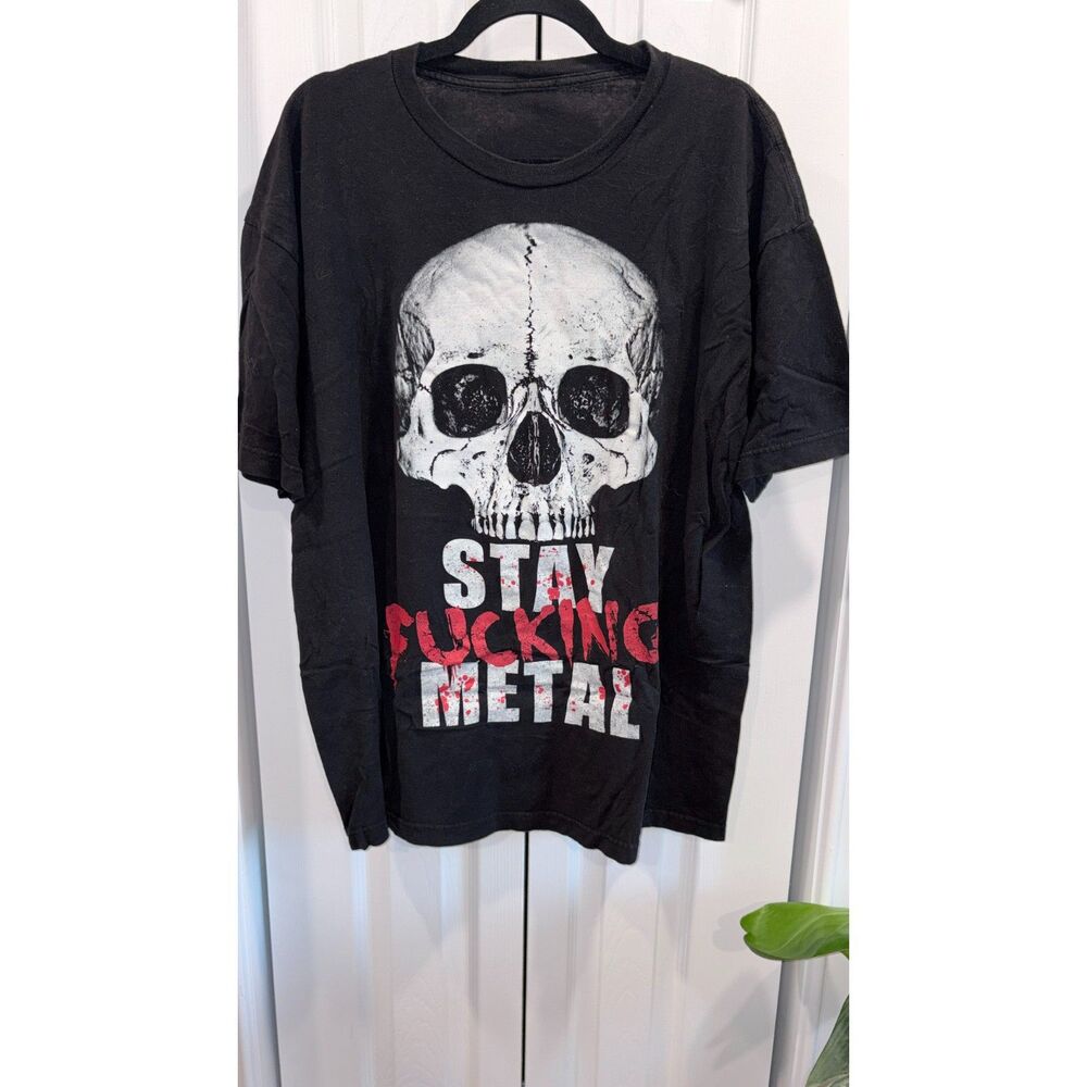 Miss May I Stay Fucking Metal Skull Graphic T Shirt XL Black Red Band Tee